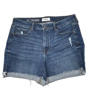Sonoma Curvy Denim Shorts Cuffed Hem Distressed Dark Wash Women's Plus Size‎ 14